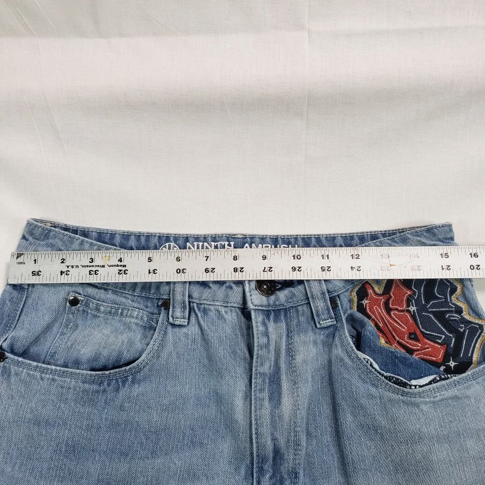Ninth‎ Ambush Hall Jeans Light Wash Embroidered Skull Rose Chain Denim